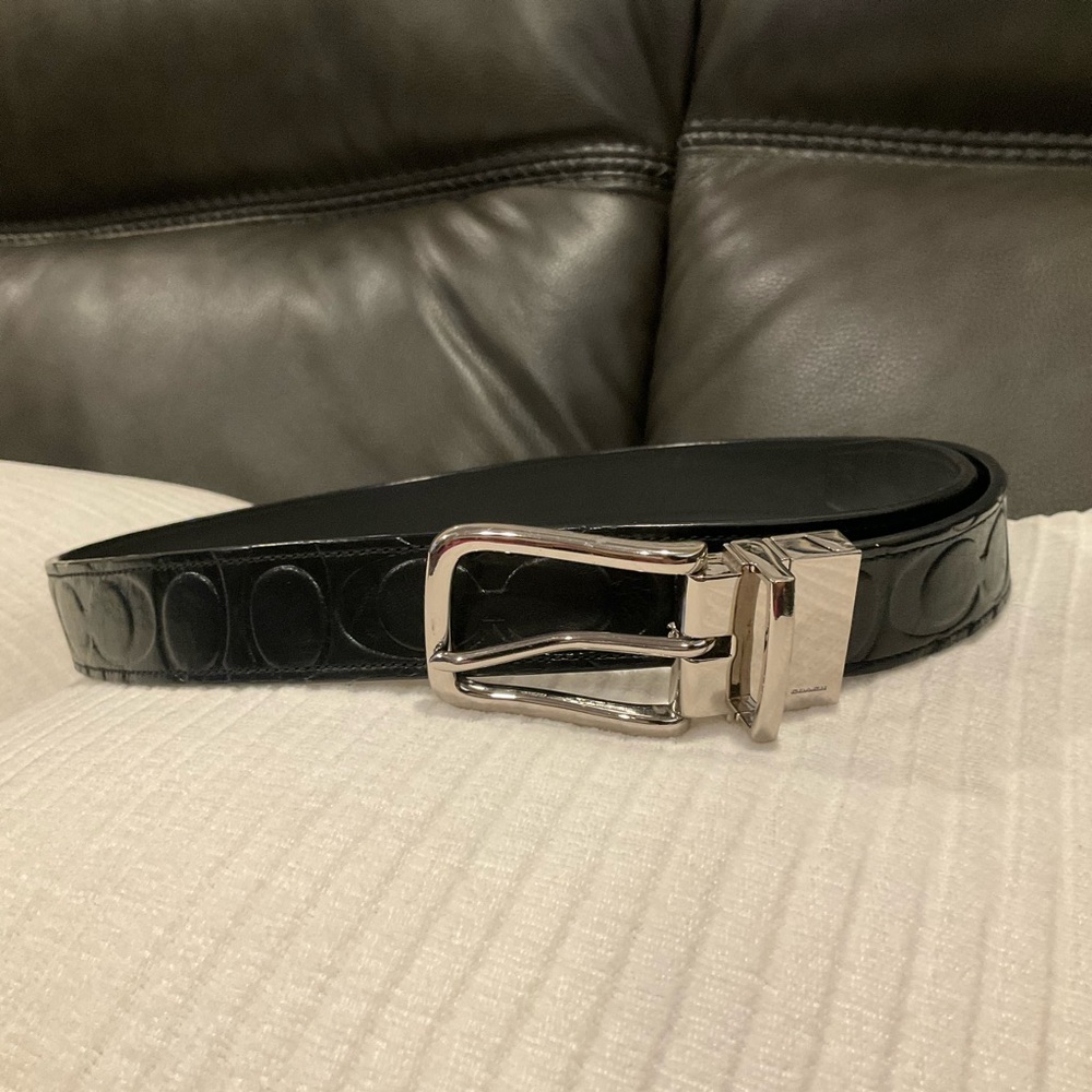 Coach Harness Signature Embossed Leather Cut to Size Reversible Belt F66125 - Picture 9 of 13